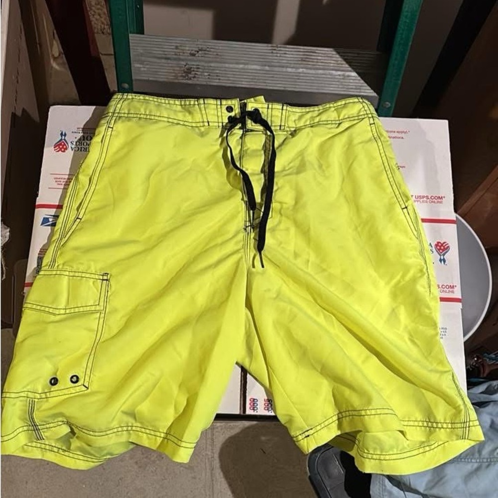 Source Unknown Neon Yellow Swim Trunks